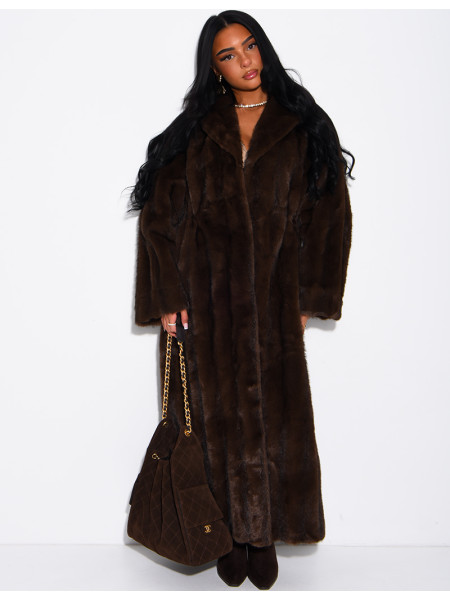 Manteau très long en fausse fourrure premium
