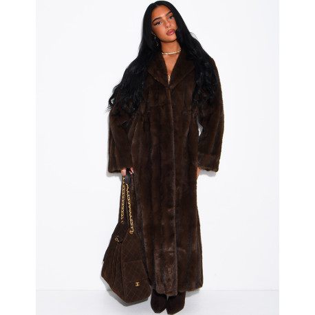 Manteau très long en fausse fourrure premium