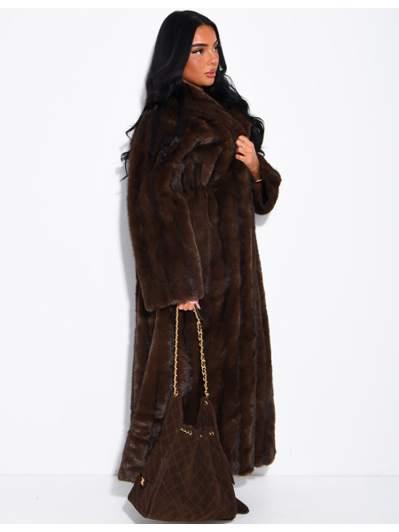 Manteau très long en fausse fourrure premium