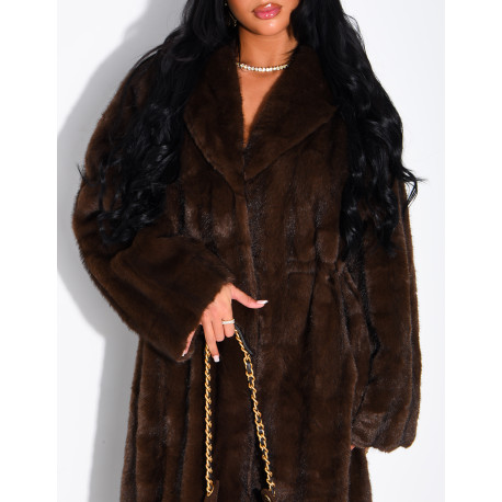 Manteau très long en fausse fourrure premium
