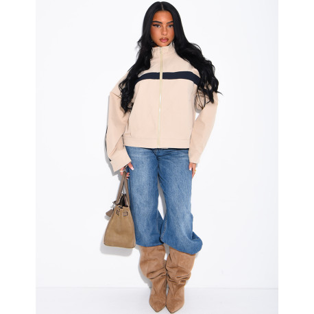 Wasserdichte Jacke mit Kontraststreifen