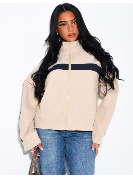 Wasserdichte Jacke mit Kontraststreifen