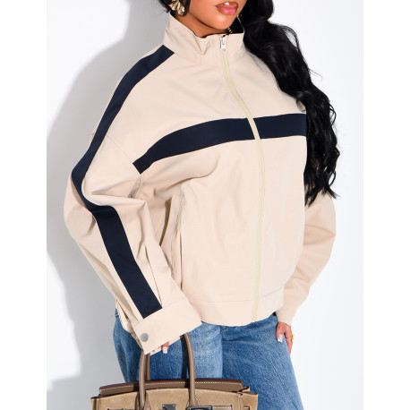 Wasserdichte Jacke mit Kontraststreifen