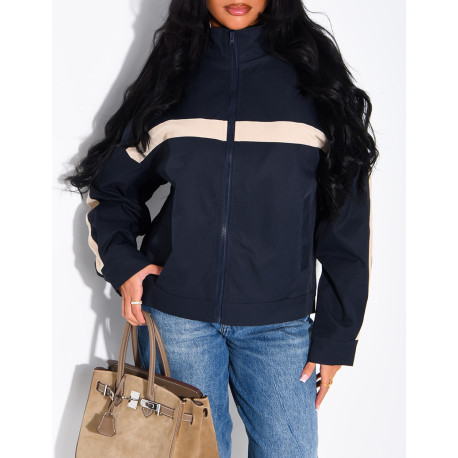 Veste imperméable à bandes contrastantes