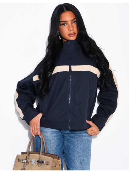 Veste imperméable à bandes contrastantes