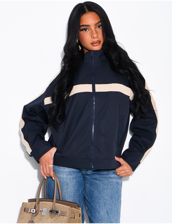 Veste imperméable à bandes contrastantes