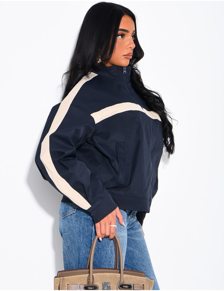 Veste imperméable à bandes contrastantes