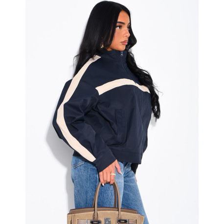 Veste imperméable à bandes contrastantes