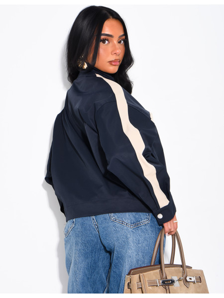 Veste imperméable à bandes contrastantes