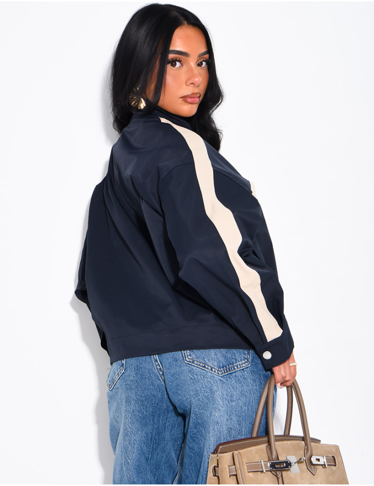 Veste imperméable à bandes contrastantes