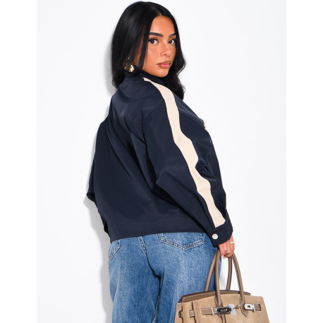 Veste imperméable à bandes contrastantes