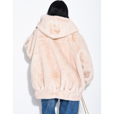Oversized faux fur jacket with hood
