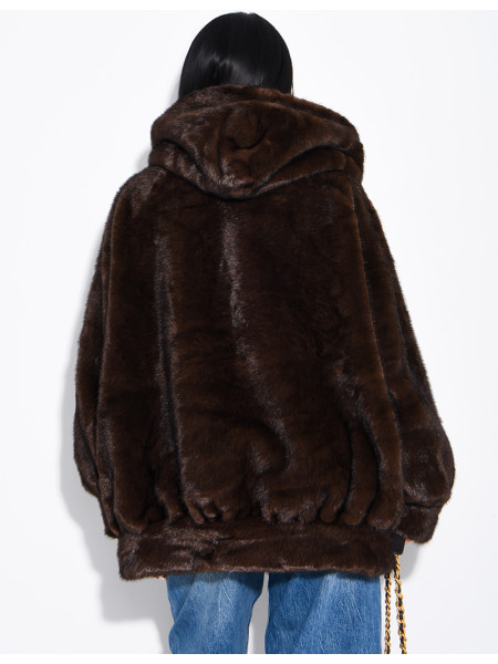 Oversized faux fur jacket with hood