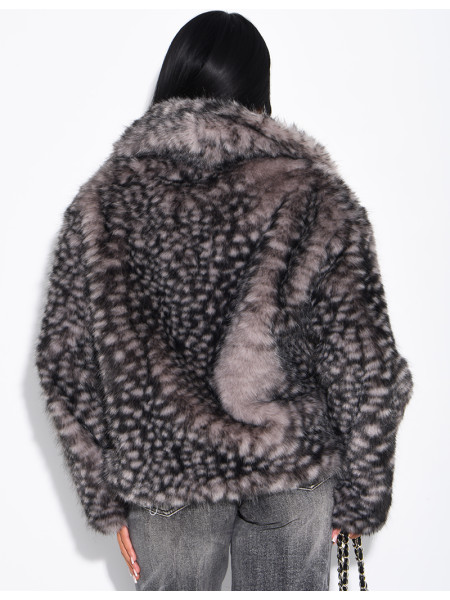 Faux fur jacket with a Bambi print