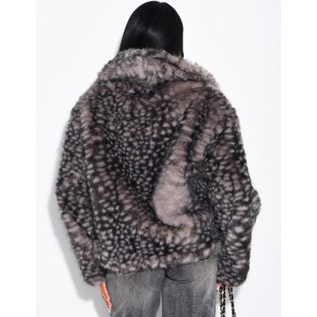 Faux fur jacket with a Bambi print
