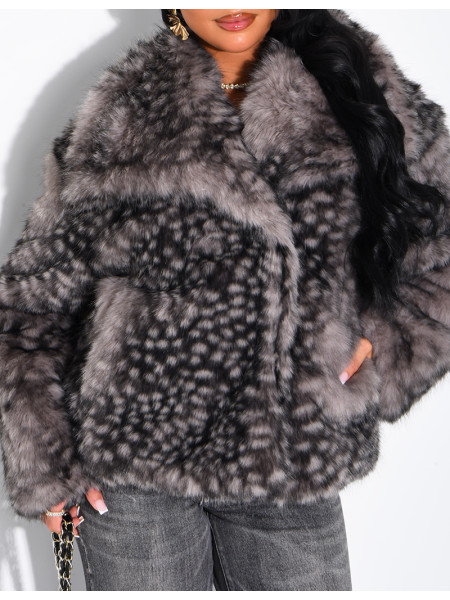 Faux fur jacket with a Bambi print