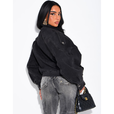 Wide-leg jeans with rhinestones on the back