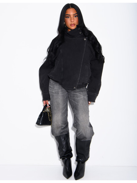 Oversize-Jeansjacke mit Stehkragen