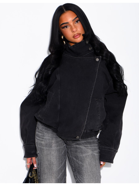 Oversize-Jeansjacke mit Stehkragen