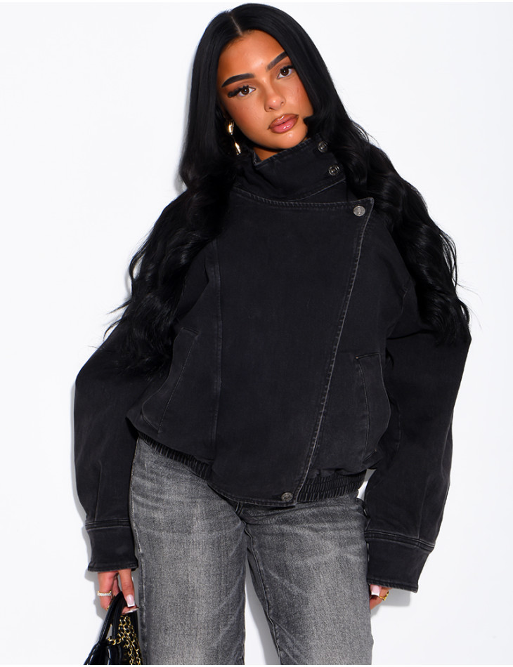 Oversize-Jeansjacke mit Stehkragen