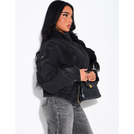 Oversize-Jeansjacke mit Stehkragen