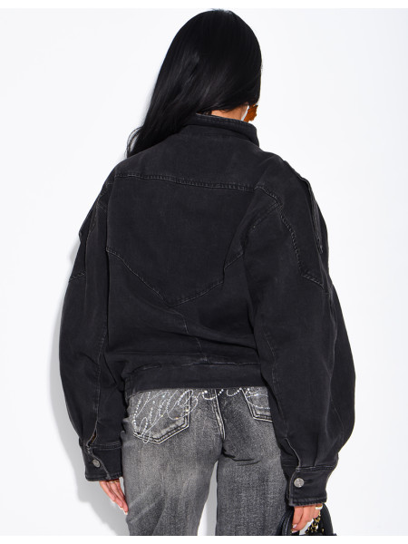 Oversize-Jeansjacke mit Stehkragen