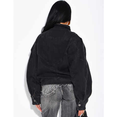Oversize-Jeansjacke mit Stehkragen