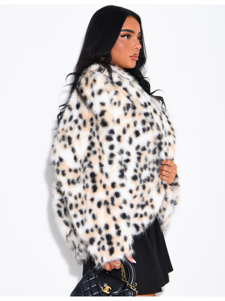 Leopard-print faux fur jacket