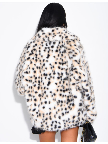 Leopard-print faux fur jacket