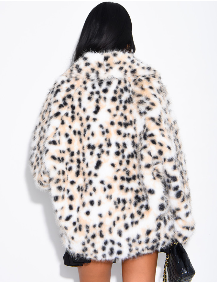 Leopard-print faux fur jacket