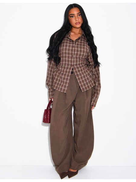 Checked shirt with lacing at the sides