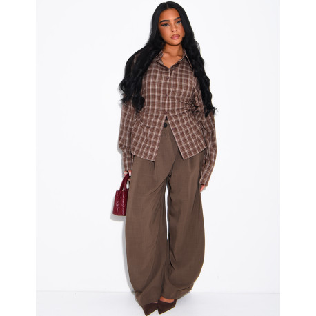 Checked shirt with lacing at the sides