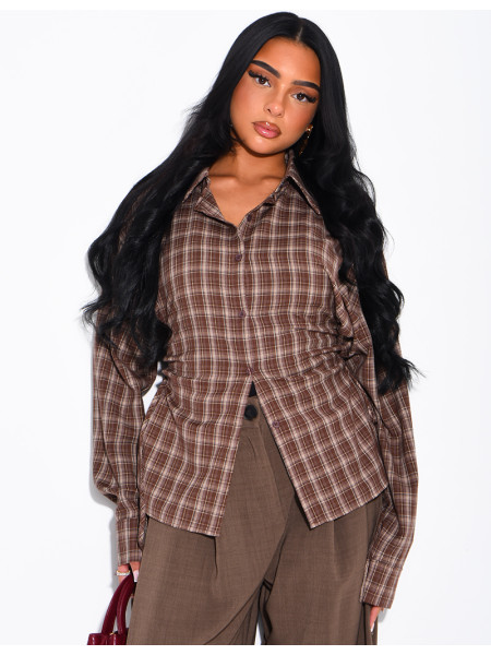 Checked shirt with lacing at the sides