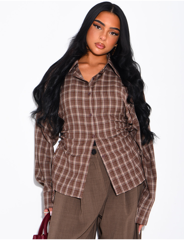 Checked shirt with lacing at the sides