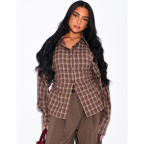 Checked shirt with lacing at the sides