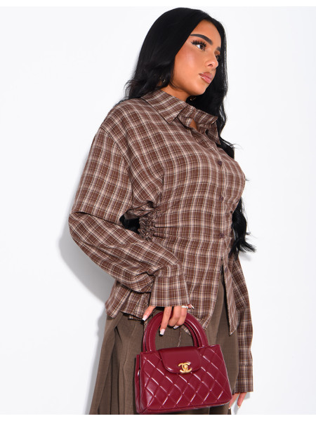 Checked shirt with lacing at the sides