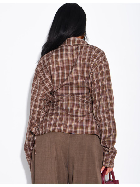 Checked shirt with lacing at the sides