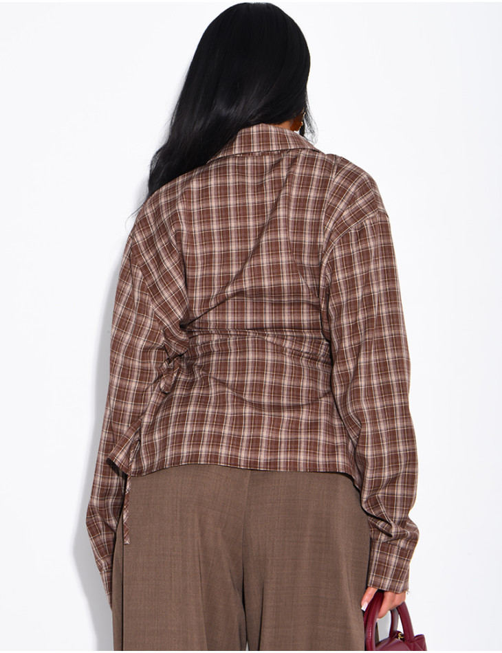 Checked shirt with lacing at the sides