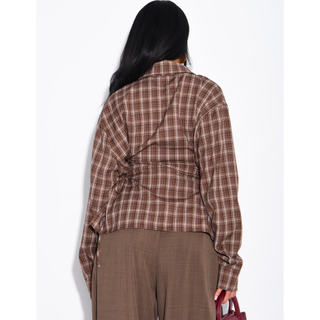 Checked shirt with lacing at the sides