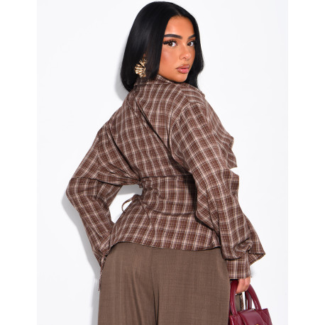 Checked shirt with lacing at the sides