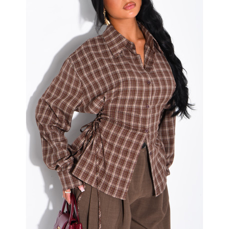 Checked shirt with lacing at the sides
