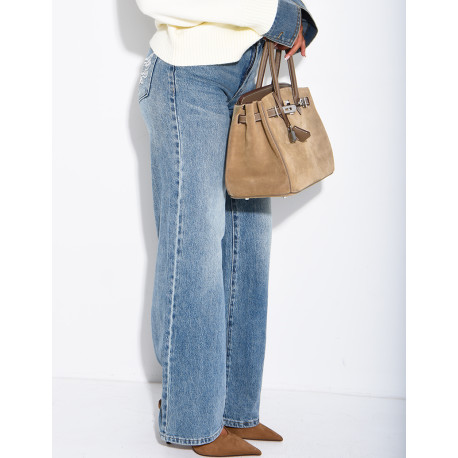 Wide-leg jeans with embroidered wing-shaped sequins