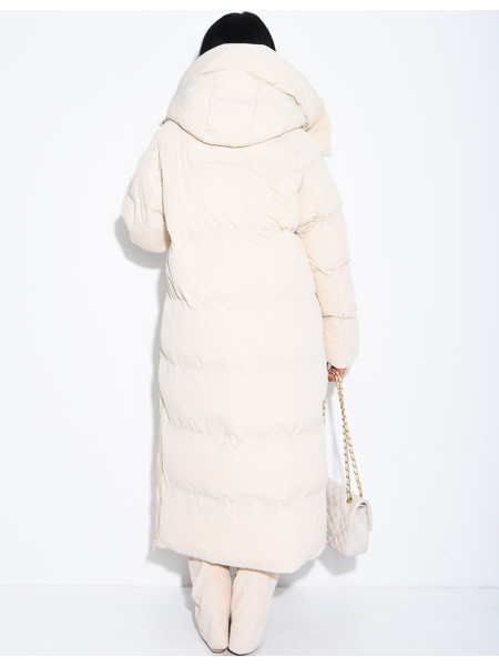 Lange Daunenjacke mit Kapuze