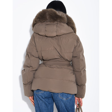 Gesteppte Daunenjacke mit Kapuze und Kordelzug