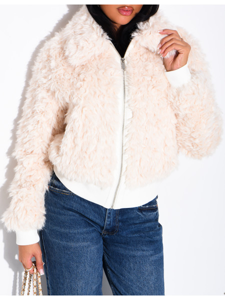 Jacke aus Kunstfell mit Lockenoptik