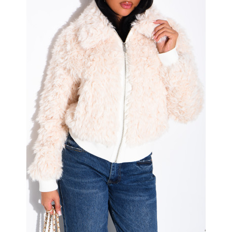 Jacke aus Kunstfell mit Lockenoptik