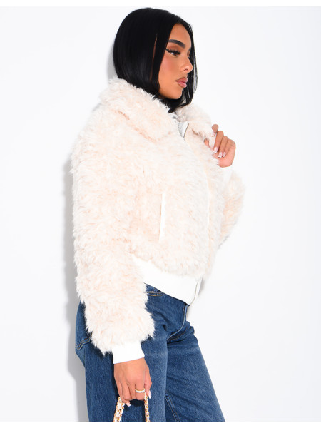 Jacke aus Kunstfell mit Lockenoptik