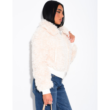 Jacke aus Kunstfell mit Lockenoptik