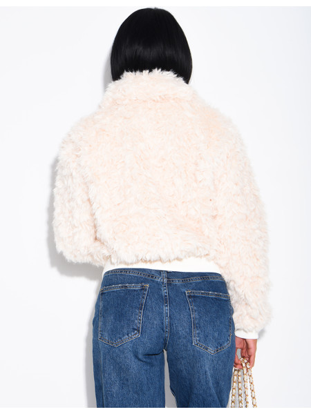 Jacke aus Kunstfell mit Lockenoptik