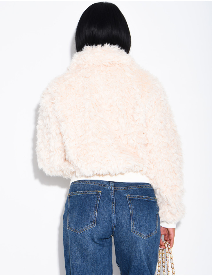 Jacke aus Kunstfell mit Lockenoptik